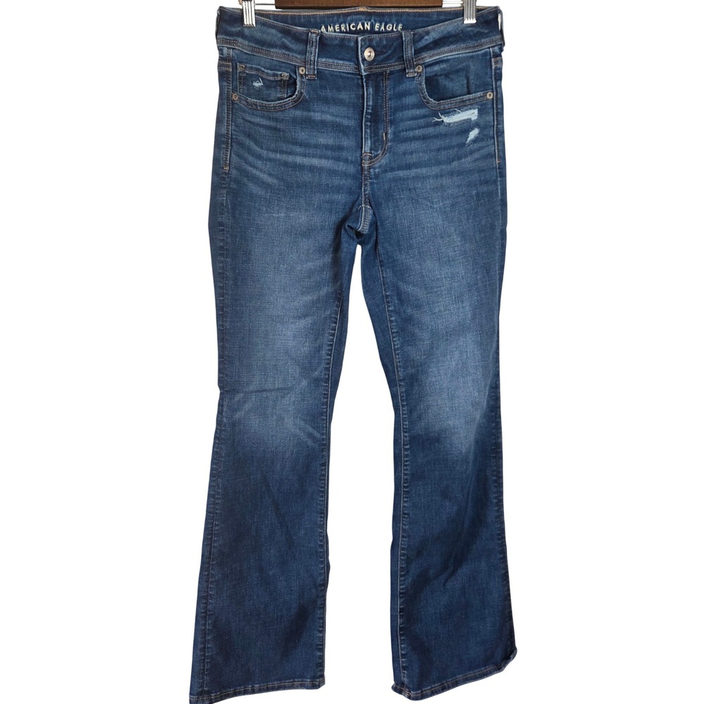 American Eagle Kick Boot Jeans Womens 6 Stretch Bootcut Dark‎ Wash Y2K